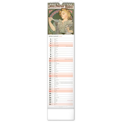 Nástěnný kalendář ALFONS MUCHA 2024, 12 × 48 cm - obrázek