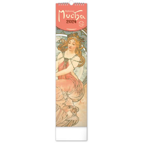 Nástěnný kalendář ALFONS MUCHA 2024, 12 × 48 cm