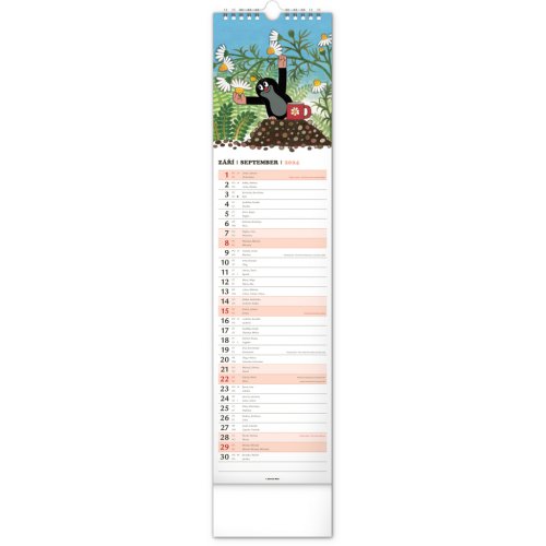 Nástěnný kalendář KRTEČEK – KRTKO 2024, 12 × 48 cm - obrázek