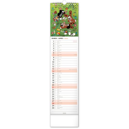 Nástěnný kalendář KRTEČEK – KRTKO 2024, 12 × 48 cm - obrázek