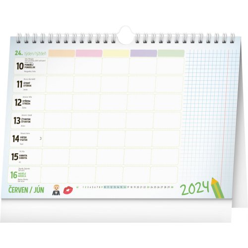 Školní plánovací kalendář s háčkem 2024, 30 × 21 cm - obrázek