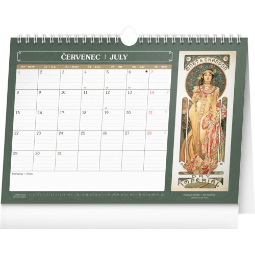 Stolní kalendář Alfons Mucha 2024, 30 × 21 cm - obrázek