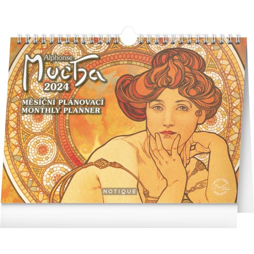 Stolní kalendář Alfons Mucha 2024, 30 × 21 cm