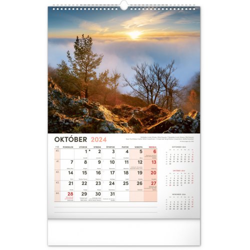 Nástenný kalendár Naše Slovensko 2024, 33 × 46 cm - obrázek