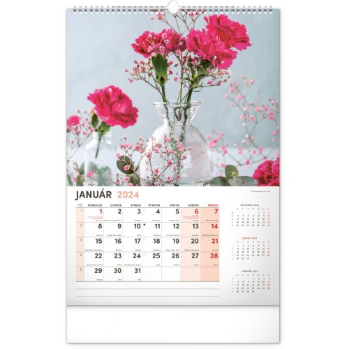 Nástenný kalendár Kvety 2024, 33 × 46 cm - obrázek