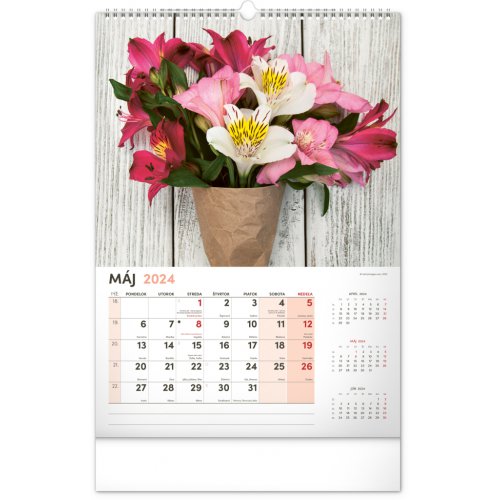 Nástenný kalendár Kvety 2024, 33 × 46 cm - obrázek