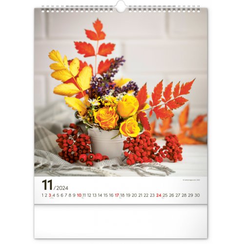 Nástěnný kalendář Květiny 2024, 30 × 34 cm - obrázek