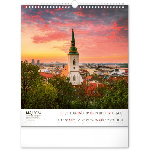 Nástenný kalendár Pamätihodnosti Slovenska 2024, 30 × 34 cm - obrázek