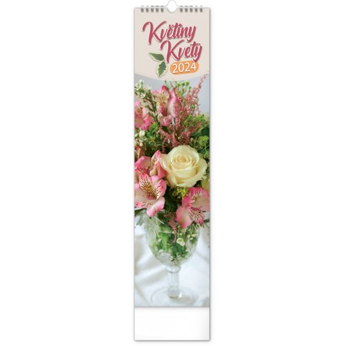 Nástěnný kalendář Květiny – Kvety 2024, 12 × 48 cm
