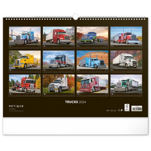 Nástěnný kalendář Trucks 2024, 48 × 33 cm - obrázek