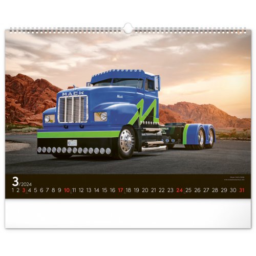 Nástěnný kalendář Trucks 2024, 48 × 33 cm - obrázek