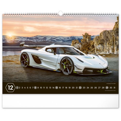Nástěnný kalendář Auta 2024, 48 × 33 cm - obrázek