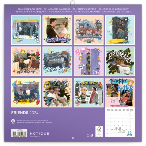 Poznámkový kalendář Přátelé 2024, 30 × 30 cm - obrázek