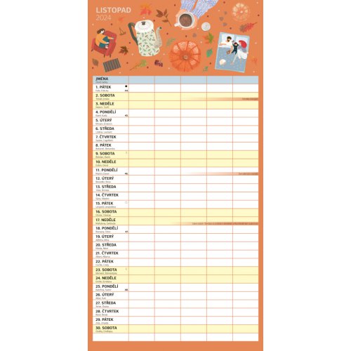Rodinný plánovací kalendář 2024, 30 × 30 cm - obrázek