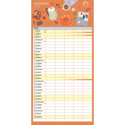 Rodinný plánovací kalendár 2024, 30 × 30 cm - obrázek