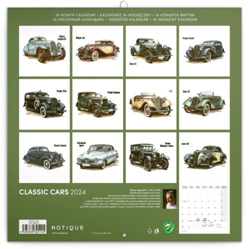 Poznámkový kalendář Classic Cars – Václav Zapadlík, 2024, 30 × 30 cm - obrázek