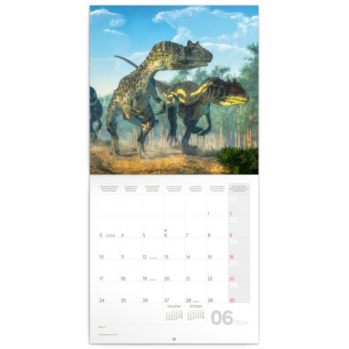 Poznámkový kalendář Dinosauři 2024, 30 × 30 cm - obrázek
