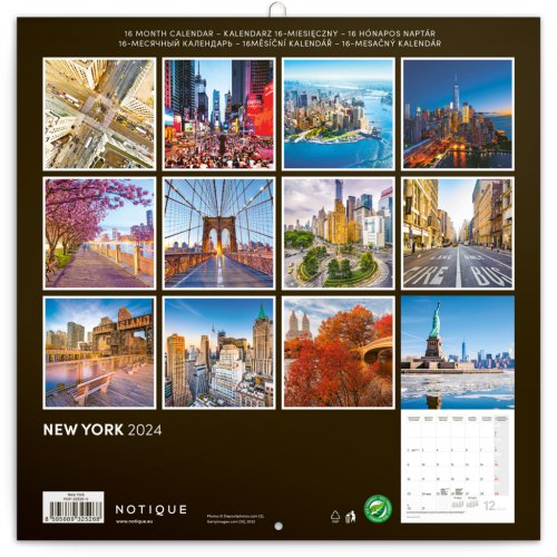 Poznámkový kalendář New York 2024, 30 × 30 cm - obrázek