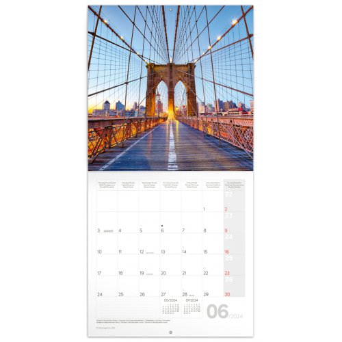 Poznámkový kalendář New York 2024, 30 × 30 cm - obrázek