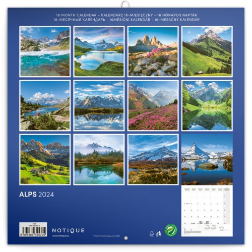 Poznámkový kalendář Alpy 2024, 30 × 30 cm - obrázek