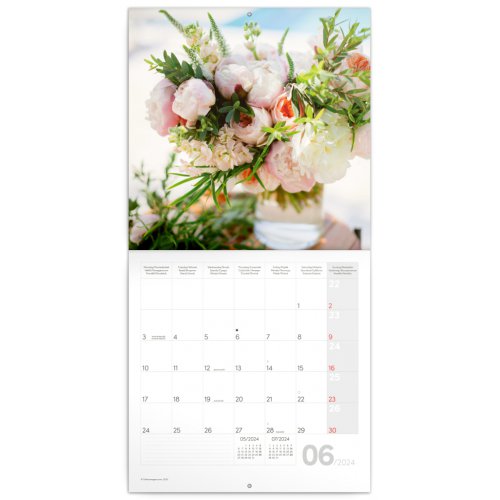 Poznámkový kalendář Květiny 2024, 30 × 30 cm - obrázek