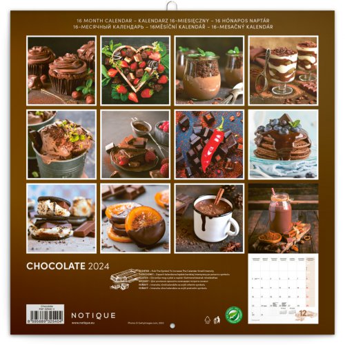 Poznámkový kalendář Čokoláda 2024, voňavý, 30 × 30 cm - obrázek