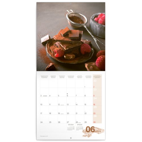 Poznámkový kalendář Čokoláda 2024, voňavý, 30 × 30 cm - obrázek