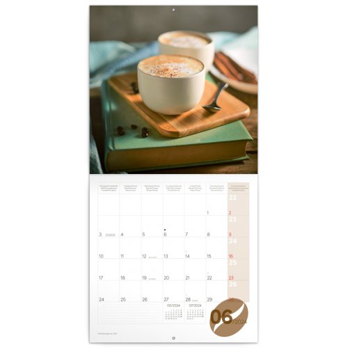 Poznámkový kalendář Káva 2024, voňavý, 30 × 30 cm - obrázek