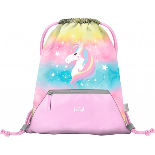 Školní set BAAGL 3 Airy Rainbow Unicorn: aktovka, penál, sáček - obrázek