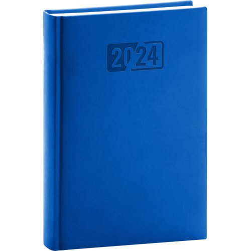 Denní diář Aprint 2024, modrý, 15 × 21 cm