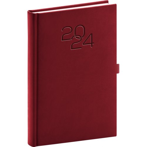Denní diář Vivella Classic 2024, vínový, 15 × 21 cm