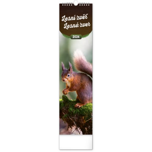 Nástěnný kalendář Lesní zvěř – Lesná zver 2024, 12 × 48 cm