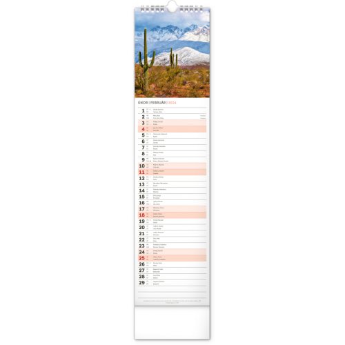Nástěnný kalendář Krajina 2024, 12 × 48 cm - obrázek
