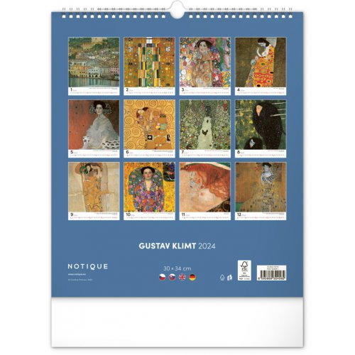 Nástěnný kalendář Gustav Klimt 2024, 30 × 34 cm - obrázek
