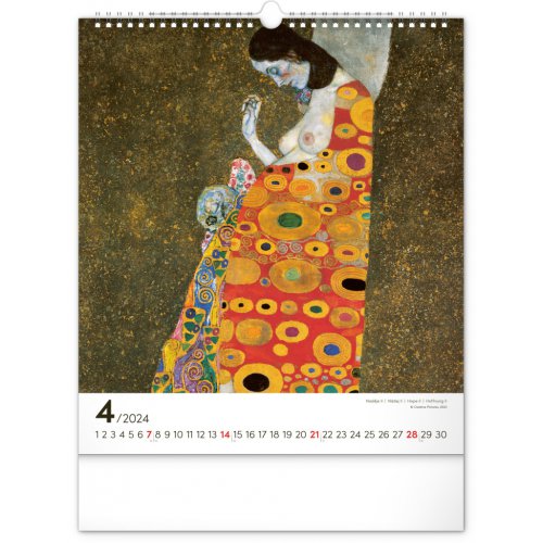 Nástěnný kalendář Gustav Klimt 2024, 30 × 34 cm - obrázek