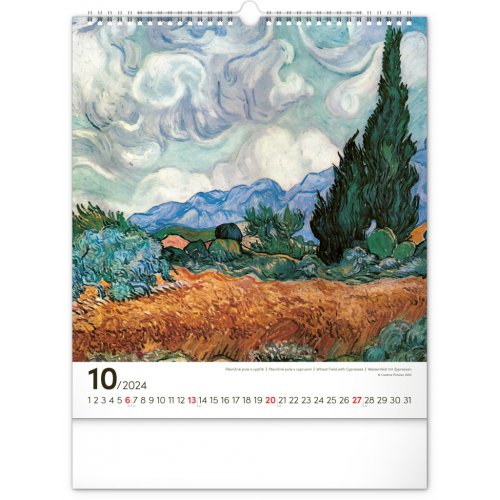 Nástěnný kalendář Vincent van Gogh 2024, 30 × 34 cm - obrázek