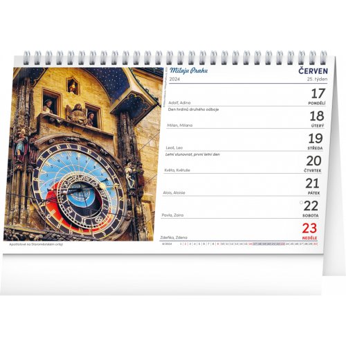 Stolní kalendář Praha – Miluju Prahu 2024, 23,1 × 14,5 cm - obrázek