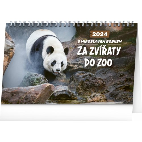 Stolní kalendář Za zvířaty do zoo – Miroslav Bobek 2024, 23,1 × 14,5 cm