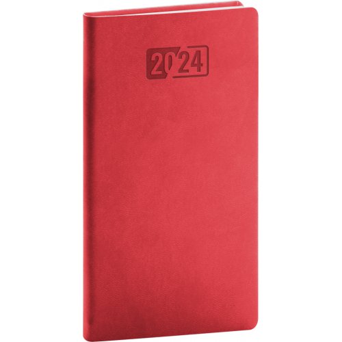 Kapesní diář Aprint 2024, červený, 9 × 15,5 cm