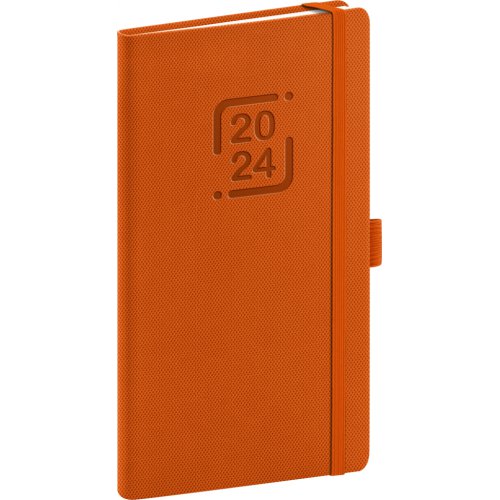 Kapesní diář Catanella 2024, oranžový, 9 × 15,5 cm