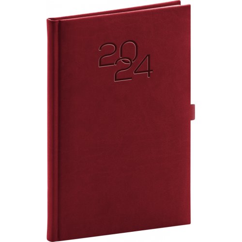 Týdenní diář Vivella Classic 2024, vínový, 15 × 21 cm