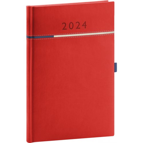 Týdenní diář Tomy 2024, červeno-modrý, 15 × 21 cm
