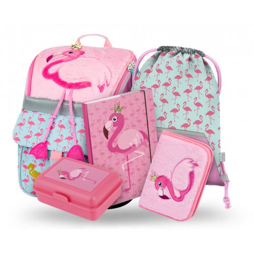 BAAGL SET 5 Zippy Plameňák: aktovka, penál, sáček, desky, box