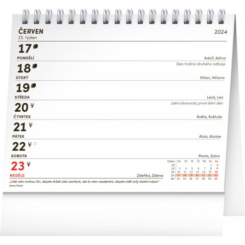 Stolní kalendář Slunečnice, s citáty 2024, 16,5 × 13 cm - obrázek