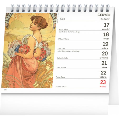 Stolní kalendář Alfons Mucha 2024, 16,5 × 13 cm - obrázek