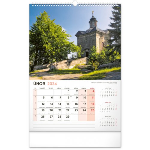 Nástěnný kalendář Kostely a poutní místa 2024, 33 × 46 cm - obrázek