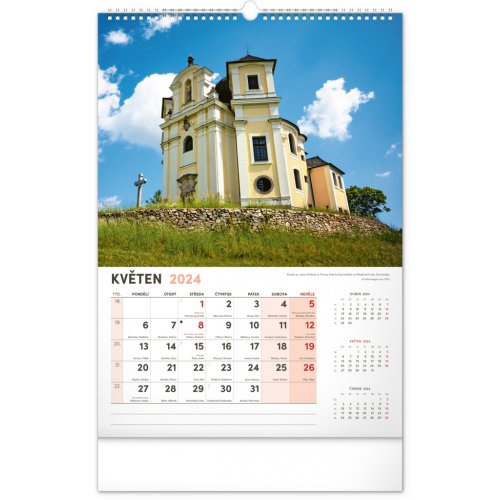 Nástěnný kalendář Kostely a poutní místa 2024, 33 × 46 cm - obrázek
