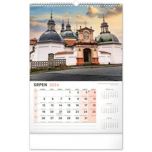 Nástěnný kalendář Kostely a poutní místa 2024, 33 × 46 cm - obrázek