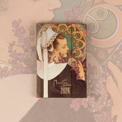 Týdenní magnetický diář Alfons Mucha 2024, 11 × 16 cm - obrázek