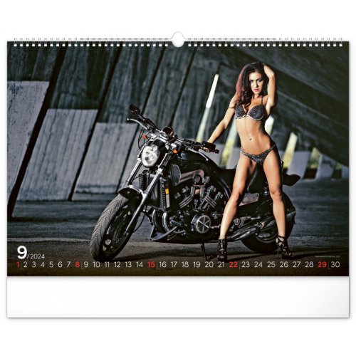 Nástěnný kalendář Girls & Bikes 2024, 48 × 33 cm - obrázek